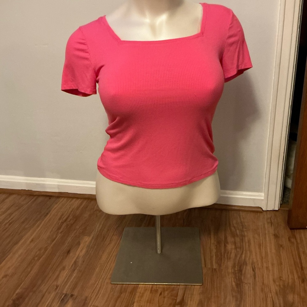 Pink Square Neck Women's Top